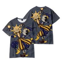 Sundrop Moondrop FNAF Security Breach Sketch Style 3D Print T Shirt, Sun Moon Animatronic Graphic Tee XS black