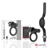 BLACK&SILVER Agron Intimate Ring with WATCHME Remote & 10 Modes, Black