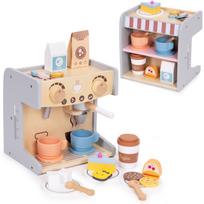 Medinis kavos aparatas ir parduotuvė Ecotoys, 2-in-1, su 26 priedais