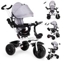 Ecotoys JM-322 vaikiškas triratukas su 360° pasukama sėdyne ir stogeliu, pilkas