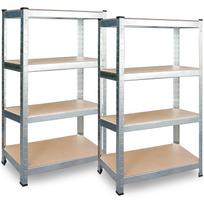 Metalinių stelažų komplektas Plonos PL-702, 2 vnt., 180x90x40 cm, sidabrinis
