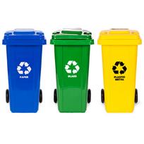 Multistore 3x120L šiukšlių konteinerių rinkinys, mėlynas/žalias/geltonas