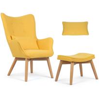 Sofotel Norse Wingback fotelis su pufu, geltonas