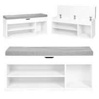 ModernHome WYJ-249 batų spintelė su suoliuku ir 3 lentynomis, balta