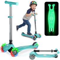 Triratis paspirtukas vaikams Ricokids Glow 3-in-1 su LED ratais, turkio spalvos