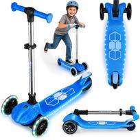 Trijų ratų vaikiškas paspirtukas Ricokids Jelly su LED, mėlynas