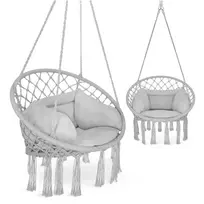 Boho stiliaus pakabinamas sodo krėslas-sūpynės su pagalve, pilkas