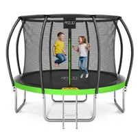 4FIZJO PRO batutas vaikams 374 cm 12FT su tinklu ir kopėtėlėmis, žalias / juodas