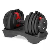 Reguliuojamas hantelis 4FIZJO 16 kg su stovu, juodas