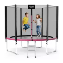 4FIZJO sodo batutas CLASSIC su tinklu ir kopėčiomis 312 cm 10 FT, rožinis ir juodas