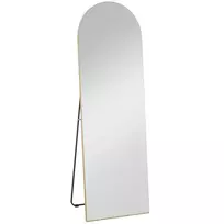 Pilno ūgio veidrodis, be rėmo, pastatomas / montuojamas prie sienos, metalinis stovas, 50x150 cm, auksinis