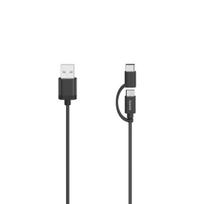 00200616 Micro-USB Cable, 2 in 1, incl. Adapter to USB-C, USB 2.0, 0.7
