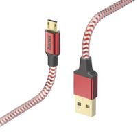00201556 Reflective Charging Cable, USB-A - Micro-USB 1.5m Nylon red