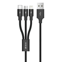 Kintone Series 3In1 Tube, USB to Lightning, MicroUSB, Type-C, 1,2m, Bl