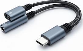 Qoltec Adapter 2w1 USB C USB C Jack 3.5mm PD 15W