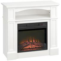 Elektrinis židinys su 3D LED liepsnos efektu ir nuotolinio valdymo pultu, baltas/juodas, 80,5 × 32,3 × 80,5 cm