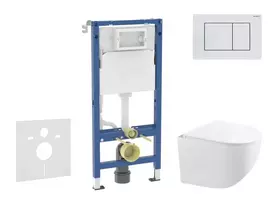 Geberit Duofix potinkinio modulio komplektas, Gaia kompaktiškas unitazas su švelnaus uždarymo dangčiu ir Delta30 nuleidimo mygtuku, Alpių baltas SANI11CA3153B
