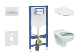 Geberit Duofix potinkinio modulio komplektas, Alpha unitazas su švelnaus uždarymo dangčiu ir Sigma50 nuleidimo mygtuku, Alpine White SANI11CD3107