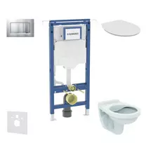 Geberit Duofix potinkinio modulio komplektas, Alpha WC su dangčiu ir Sigma01 nuleidimo mygtuku, matinis chromas SANI11CD2100