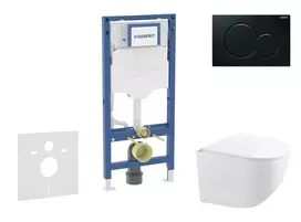 Geberit Duofix potinkinio modulio komplektas, kompaktiškas Gaia unitazas su švelnaus uždarymo dangčiu ir Sigma01 nuleidimo mygtuku, juodas SANI11CA5117B