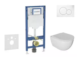 Geberit Duofix - potinkinio modulio komplektas, Oudee unitazas su švelnaus uždarymo dangčiu ir Sigma01 nuleidimo mygtuku, Alpių baltas SANI11CA3113B