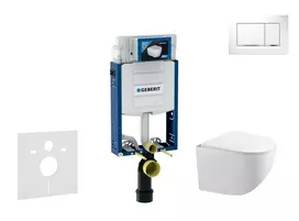 Geberit Kombifix - potinkinio modulio komplektas, Gaia WC su švelnaus uždarymo dangčiu ir Sigma30 nuleidimo mygtuku, baltas/chromuotas SANI15CA3115