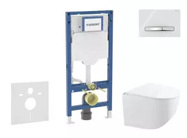 Geberit Duofix - potinkinio modulio komplektas, Gaia kompaktiškas unitazas su švelnaus uždarymo dangčiu ir Sigma50 nuleidimo mygtuku, chromas / Alpių balta SANI11CA3148B