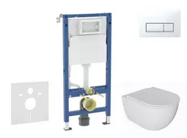Geberit Duofix potinkinio modulio komplektas, WC Oudee su minkšto uždarymo dangčiu ir Delta50 nuleidimo mygtuku, Alpių baltumo SANI11CA3137B