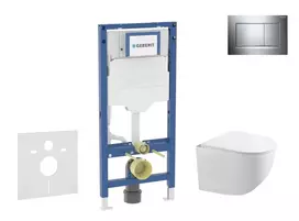 Geberit Duofix - potinkinio modulio komplektas, Gaia WC su švelnaus uždarymo dangčiu ir Sigma30 nuleidimo mygtuku, chromuotas / matinis chromas SANI11CA1127B