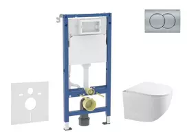 Geberit Duofix - potinkinio modulio komplektas, Gaia WC su minkšto uždarymo dangčiu ir Delta01 nuleidimo mygtuku, matinis chromas SANI11CA1131B
