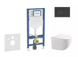 Geberit Duofix - potinkinio modulio komplektas, Gaia WC su švelnaus uždarymo dangčiu ir Sigma30 nuleidimo mygtuku, matinė juoda/juoda SANI11CA5105B