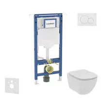 Geberit Duofix potinkinio modulio komplektas, Ideal Standard Tesi WC ir dangtis, Sigma01 mygtukai, be rėmelio, švelnus uždarymas, Alpių balta SANI11CD3101