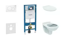 Geberit Duofix potinkinio modulio komplektas, Alpha unitazas su dangčiu ir Sigma01 nuleidimo mygtuku, Alpine White SANI11CD3124