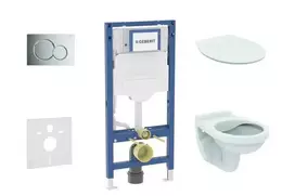 Geberit Duofix potinkinio modulio komplektas, Alpha WC su švelnaus uždarymo dangčiu ir Sigma01 nuleidimo mygtuku, blizgus chromas SANI11CD1101