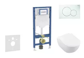 Geberit Duofix potinkinio modulio komplektas, Subway 2.0 unitazas su švelnaus uždarymo dangčiu ir Sigma01 nuleidimo mygtuku, Alpių baltas SANI11CK3108
