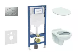 Geberit Duofix potinkinio modulio komplektas, Alpha WC su minkšto uždarymo dangčiu ir Sigma01 nuleidimo mygtuku, matinis chromas SANI11CD2102