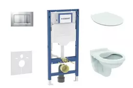Geberit Duofix potinkinio modulio komplektas, Alpha WC su minkšto uždarymo dangčiu ir Sigma30 nuleidimo mygtuku, matinis chromas/chromas SANI11CD2106