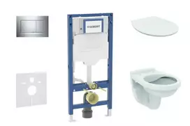 Geberit Duofix potinkinio modulio komplektas, Alpha WC su minkšto uždarymo dangčiu ir Sigma30 nuleidimo mygtuku, chromuotas SANI11CD1105