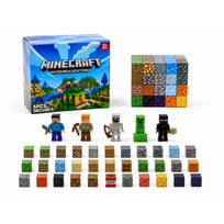 Minecraft stiliaus konstruktorių rinkinys – 5 figūrėlės + 36 kubeliai