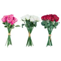 Dirbtinės gėlės „FLOWERLY“ – 18 rožių puokštė, įvairių spalvų