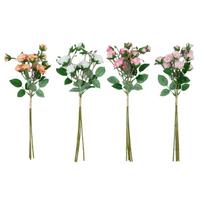 Dirbtinės gėlės „FLOWERLY“, 4 vnt. „Krūminių rožių“ puokštė, įvairių spalvų