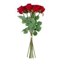Dirbtinė gėlė „FLOWERLY“ – 8 rožės puokštėje, raudonos