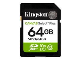 Kingston Canvas Select Plus | 64GB | SD | Flash memory class Class 10, UHS-I, U1/U3, Video Class 10/30