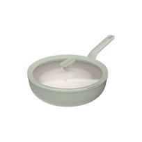 BergHOFF 28 cm wok keptuvė su dangčiu - Balance Sage su nepridegančia danga, dangtis su šaukšto laikikliu ir nupylimo anga