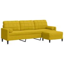 vidaXL Trivietė sofa su pakoja, geltona, 210cm, aksomas