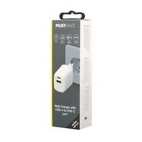 Musthavz 2 Port PD Charger USB-A + USB-C 20W – White