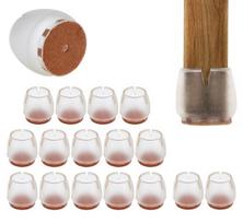 Silikoninės baldų kojelių apsaugos su veltiniu, 16 vnt., 12-16 mm, skaidrios