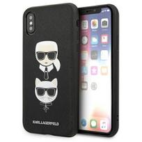 Karl Lagerfeld Saffiano Karl&Choupette Head dėklas iPhone X/XS, juodas