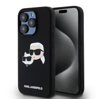 Karl Lagerfeld dėklas iPhone 15 Pro telefonui Silicone Karl & Choupette MagSafe, juodas