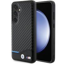 BMW dėklas Samsung Galaxy S24 telefonui Leather Carbon, juodas